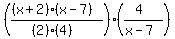(((x+2)(x-7))/((2)(4)))((4)/(x-7))