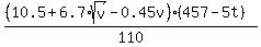 %28%2810.5%2B6.7%2Asqrt%28v%29-0.45v%29%28457-5t%29%29%2F110