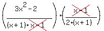 ((3x^2-2)/((x+1)cross(x-1)))*(cross(x-1)/(2(x+1)))