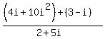 %28%284i+%2B+10i%5E2%29+%2B+%283-i%29%29%2F%282%2B5i%29