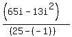 ((65i - 13i^2))/((25 - (-1)))