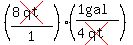 ((8cross(qt))/1)((1gal)/(4cross(qt)))