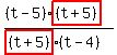 ((t-5)highlight((t+5)))/(highlight((t+5))(t-4))