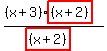 ((x+3)highlight((x+2)))/(highlight((x+2)))
