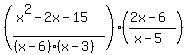 ((x^2-2x-15)/((x-6)(x-3)))*((2x-6)/(x-5))