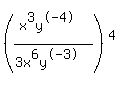 ((x^3y^-4)/(3x^6y^-3))^4