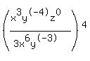 ((x^3y^-4z^0)/(3x^6y^-3))^4