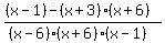 ((x-1) - (x+3)(x+6))/((x-6)(x+6)(x-1))
