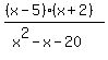 %28%28x-5%29%28x%2B2%29%29%2F%28x%5E2-x-20%29