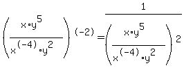 %28+%28x%2Ay%5E5%29+%2F+%28x%5E-4%2Ay%5E2%29+%29%5E-2+=+1+%2F+%28+%28x%2Ay%5E5%29+%2F+%28x%5E-4%2Ay%5E2%29+%29%5E2+