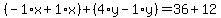 %28-1%2Ax%2B1%2Ax%29%2B%284%2Ay-1%2Ay%29=36%2B12