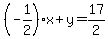 (-1/2)x+y=17/2