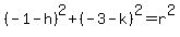(-1-h)^2+(-3-k)^2=r^2