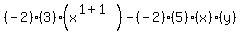 %28-2%29%283%29%28x%5E%281%2B1%29%29+-+%28-2%29%285%29%28x%29%28y%29%29