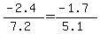 (-2.4)/(7.2) = (-1.7)/(5.1)