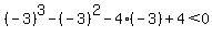%28-3%29%5E3-%28-3%29%5E2-4%28-3%29%2B4%3C0