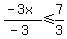 (-3x)/(-3) <= 7/3