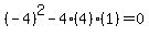 %28-4%29%5E2-4%284%29%281%29=0