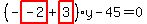 %28-highlight_red%28+-2+%29%2Bhighlight_red%28+3+%29%29%2Ay-45=0