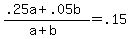%28.25a+%2B+.05b%29+%2F+%28a+%2B+b%29+=+.15