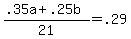 %28.35a+%2B+.25b%29+%2F+21+=+.29