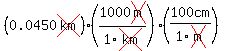 (0.0450cross(km))(1000cross(m)/1cross(km))(100cm/1cross(m))