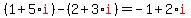 %281%2B5%2Ared%28i%29%29-%282%2B3%2Ared%28i%29%29+=+-1%2B2%2Ared%28i%29