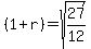 %281%2Br%29=sqrt%2827%2F12%29
