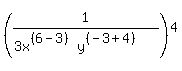 (1/(3x^((6-3))y^((-3+4))))^4