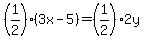 %281%2F2%29%283x-5%29=%281%2F2%292y