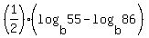 %281%2F2%29%28log%28b%2C55%29+-+log%28b%2C86%29%29