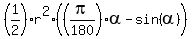 (1/2)r^2((pi/180)alpha-sin(alpha))