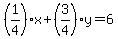 (1/4)*x+(3/4)*y=6