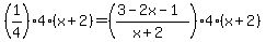 %281%2F4%294%28x%2B2%29=%28%283-2x-1%29%2F%28x%2B2%29%294%28x%2B2%29