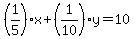 (1/5)x+(1/10)y=10