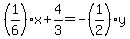 (1/6)*x+4/3=-(1/2)*y