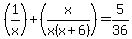 %281%2Fx%29%2B%28x%2Fx%28x%2B6%29%29+=+5%2F36