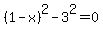 %281-x%29%5E2+-+3%5E2+=+0