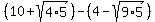 %2810%2Bsqrt%284%2A5%29%29-%284-sqrt%289%2A5%29%29