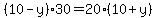 %2810-y%29%2A30+=+20%2A%2810%2By%29