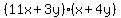 %2811x%2B3y%29%28x%2B4y%29+