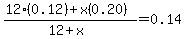 %2812%280.12%29+%2B+x%280.20%29%29%2F%2812+%2B+x%29+=+0.14