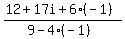 %2812%2B17i%2B6%28-1%29%29%2F%289-4%28-1%29%29