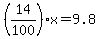 %2814%2F100%29x+=+9.8