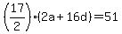 %2817%2F2%29%282a+%2B+16d%29+=+51