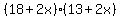 (18+2x)(13+2x)