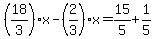 %2818%2F3%29x-+%282%2F3%29x+=+15%2F5%2B1%2F5