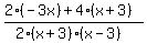 %282%28-3x%29+%2B+4%28x%2B3%29%29%2F%282%28x%2B3%29%28x-3%29%29