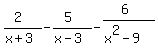%282%29%2F%28x%2B3%29-%285%29%2F%28x-3%29-%286%29%2F%28x%5E2-9%29