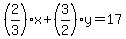 %282%2F3%29%2Ax%2B%283%2F2%29%2Ay=17